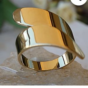 Gold Bypass Adjustable Ring - size 9+